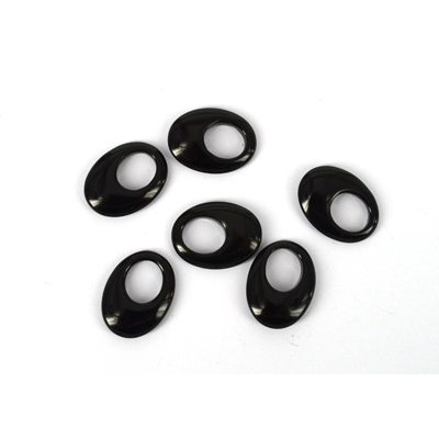 Black Agate top drilled 15x20mm Ring NO hole each bead