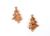 Rose Gold plate CZ Connecter Christmas Tree 24x15mm incl rings-findings-Beadthemup