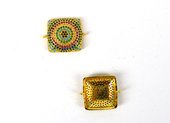 Gold plate CZ Connecter Square 17x25mm incl rings-findings-Beadthemup