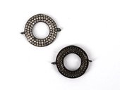Black Rhodium Plate CZ Connecter Donut 28x22mm incl rings-findings-Beadthemup