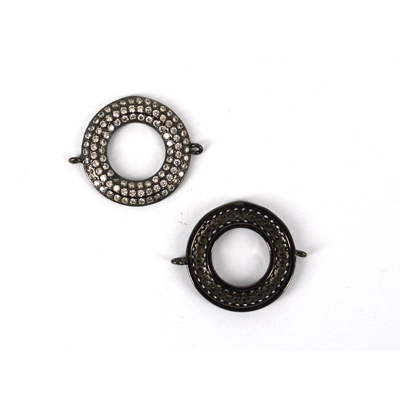 Black Rhodium Plate CZ Connecter Donut 28x22mm incl rings