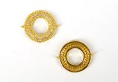 Gold Plate CZ Connecter Donut 28x22mm incl rings-findings-Beadthemup