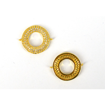 Gold Plate CZ Connecter Donut 28x22mm incl rings