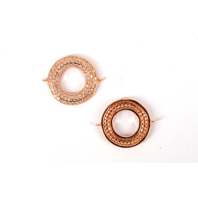 Rose Gold Plate CZ Connecter Donut 28x22mm incl rings
