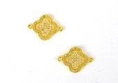 Gold plate CZ Connecter Flower 20x15mm incl rings-findings-Beadthemup