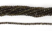 Smokey Quartz Fac.Round 3mm str 126 beads-beads incl pearls-Beadthemup
