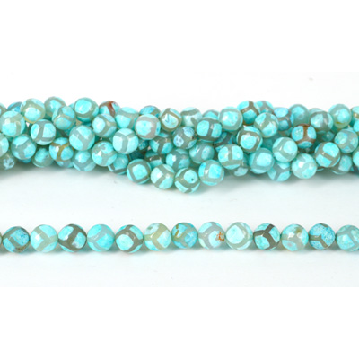 Agate Dyed Aqua Fac.Round 10mm str 38 beads
