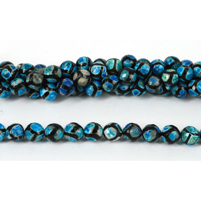 Agate Dyed Blue Fac.Round 10mm str 38 beads