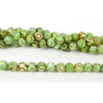Agate Dyed Mint Green Fac.Round 12mm str 33 beads