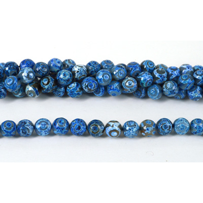Agate Dyed Blue Fac.Round 12mm str 33 beads