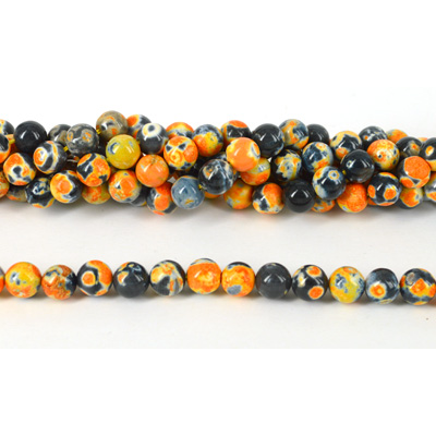 Agate Dyed Orange Fac.Round 10mm str 38 beads