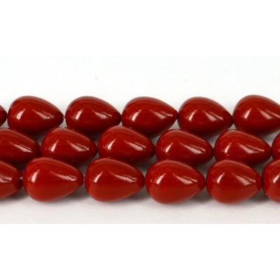 Shell Based Red 12x14mm Teardrop Pair