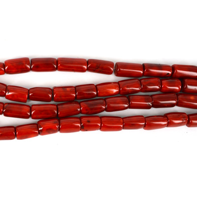 Coral Red Tube app 14x19mm str app 21 beads