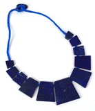 Lapis Trapizoid Necklace center stone 41x44mm 50cm long-beads incl pearls-Beadthemup