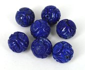 Lapis Carved Round 18mm  EACH BEAD-beads incl pearls-Beadthemup