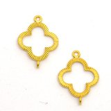Gold plate Connecter 17x21mm 4 leaf clover 2 pack-findings-Beadthemup