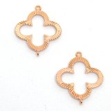 Rose Gold Sterling silver Connecter 17x21mm 4 leaf clover 2 pack-findings-Beadthemup