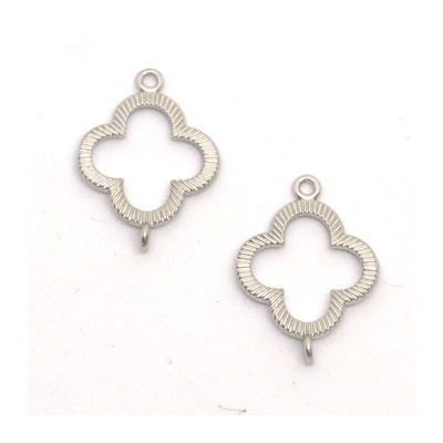 Rhodium plate Connecter 17x21mm 4 leaf clover 2 pack