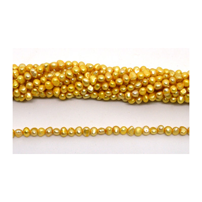 Fresh Water Pearl potato side drill 7x5mm Gold strand 72 beads
