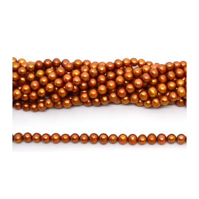 Fresh Water Pearl potato side drill 7x6mm Dark Gold strand 62 beads