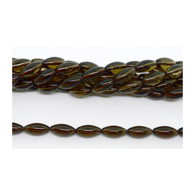 Smokey Quartz Polished olive 16x8mm strand 25 beads