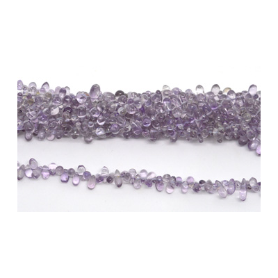 Amethyst pol.top drill teardrop 8x4mm strand 110 beads 