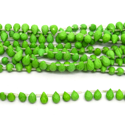 Green Dyed Jade Faceted Briolette 8x5mm strand 28 beads