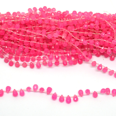 Pink Dyed Jade Faceted Briolette 8x5mm strand 28 beads