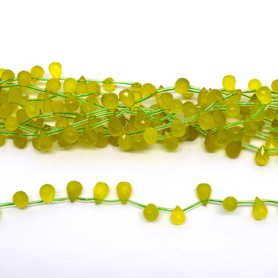 Dyed Jade Green Faceted Briolette 11mmx7mm Strand 30 beads