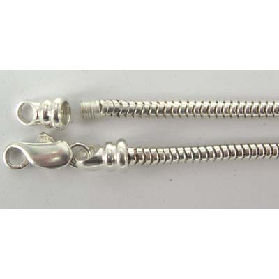Sterling Silver Bracelet 19cm screw end 3mm
