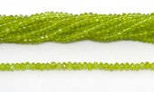 Peridot Faceted Rondel 3x2mm strand hand cut 140 beads-beads incl pearls-Beadthemup