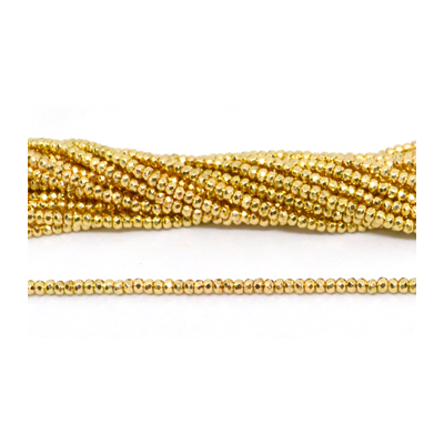 Hematite Gold plated Faceted rondel 3mm strand 186 beads