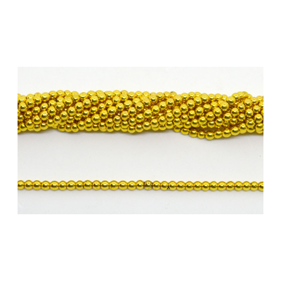 Hematite plated  Gold Colour pol Round 4mm strand 100 beads