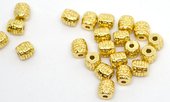 24k Gold plate Brass Tube bead 6.7x6.7mm 2 pack-findings-Beadthemup