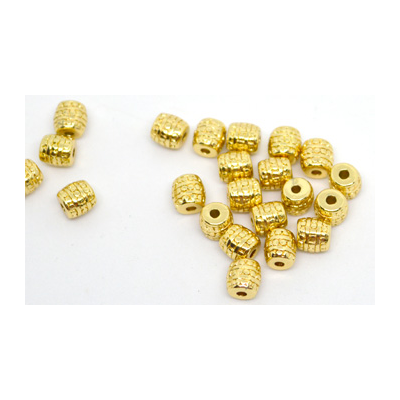 24k Gold plate Brass Tube bead 6.7x6.7mm 2 pack