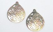 Mother of Pearl Filligree Pendant 38x50mm EACH-beads incl pearls-Beadthemup