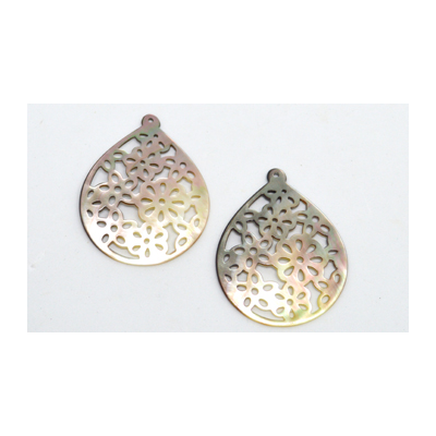 Mother of Pearl Filligree Pendant 38x50mm EACH