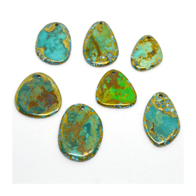 Turquoise Brass infused Pendant approx 50mm EACH
