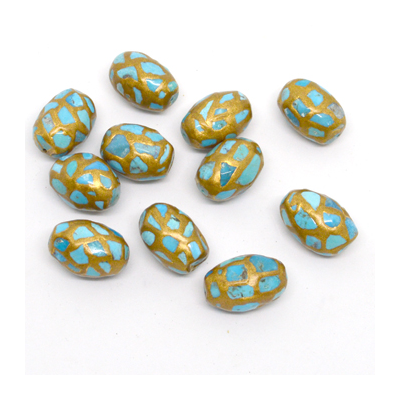 Turquoise w/Copper olive 15x20mm EACH BEAD
