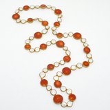 Coral and Pearl copper Bezel Necklace 90cm -jewellery-Beadthemup