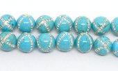 Turquoise Howlite with Crystals X design 14mm EACH-beads incl pearls-Beadthemup