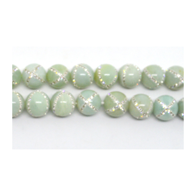 Amazonite with Crystals X design 14mm EACH