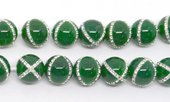 Green Agate with Crystals X design 14mm EACH-beads incl pearls-Beadthemup