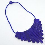 Lapis Spear Necklace center stone 80mm 50cm long-beads incl pearls-Beadthemup