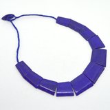 Lapis trapezoid Necklace center stone 40x32mm 50cm long-beads incl pearls-Beadthemup