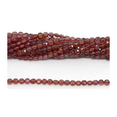 Garnet Faceted flat round 3.25mm strand 100 beads