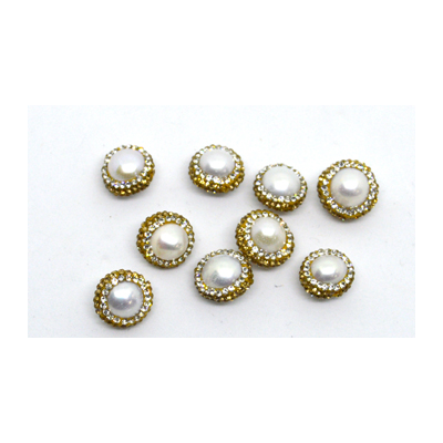 Pave Crystal Fresh Water Pearls 11mm EACH BEAD