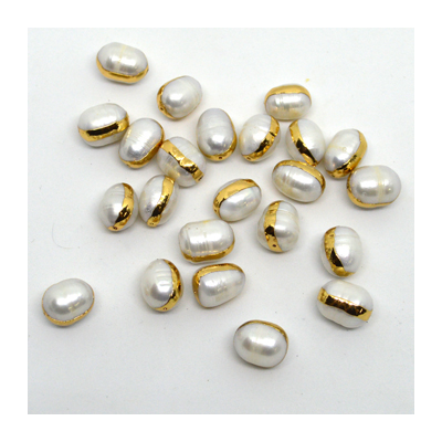 Fresh Water Pearl Rice 10x13mm with Gold colour beze lEACH PEARL