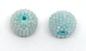 Aquamarine 13x15mm woven 2mm beaded bead EACH-beads incl pearls-Beadthemup