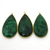 Vermeil Emerald Dyed Pendant 50x26mm EACH PIECE-beads incl pearls-Beadthemup